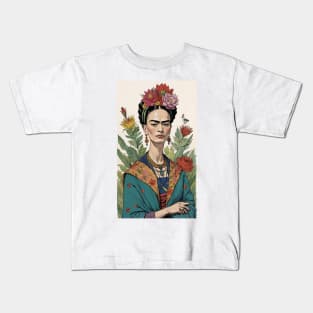 Frida's Floral Dream: Colorful Illustration Kids T-Shirt